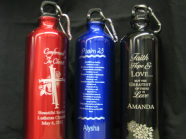 Metal water bottles engraved